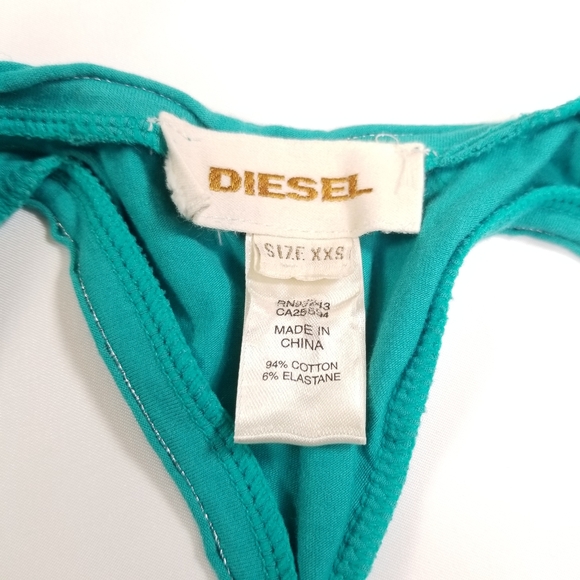 Diesel Women's Racer Back Tank Top Only The Brave Logo Graphics Teal Size XXS - Picture 5 of 9